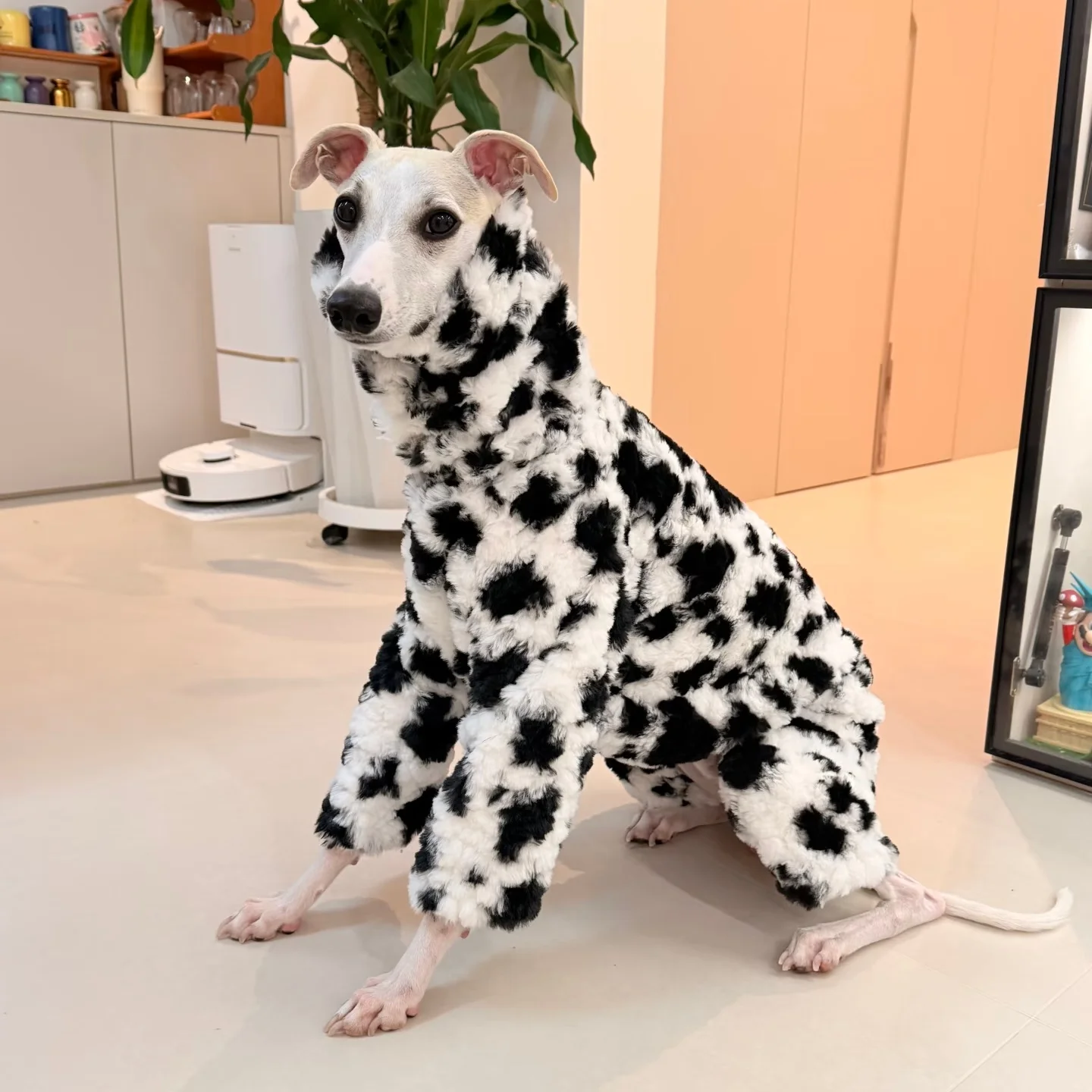 Pull rose élégant pour chiens, manteau polaire épais et doux à 4 pattes pour lévrier italien, combinaison chaude à col haut pour Whippet, hiver - imagen 3