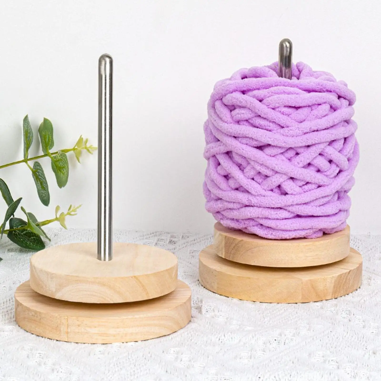 Wooden Yarn Ball Holder Rotating Yarn Ball Dispenser Stand Gift Spindle Sewing Yard Winding Thread Holder for String Balls