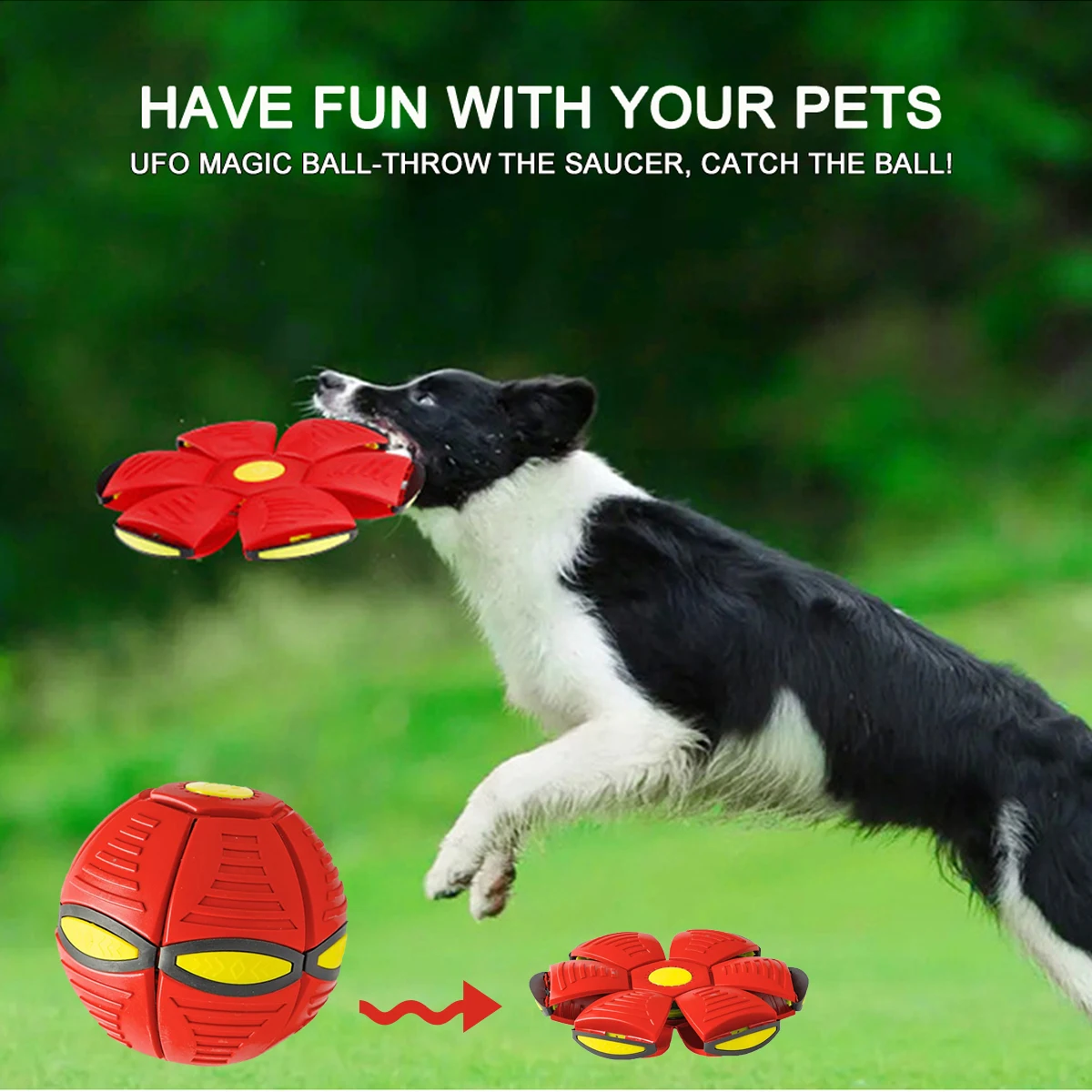 Juguete de platillo volador para perros, pelota mágica con luces, Bola de descompresión creativa, juguete para mascotas, platillo de entrenamiento para perros al aire libre - imagen 4