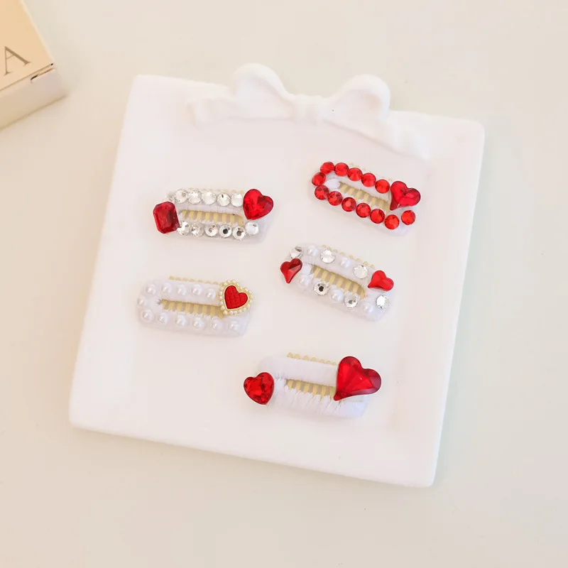 Clip BB a cuadros hecho a mano para mascotas, pinzas para el cabello, pelo largo, gato, maltés, perro pequeño, agua, diamante, tocado de amor, accesorios para cachorros - imagen 3