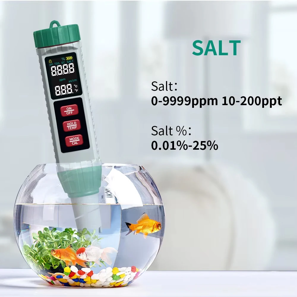 Medidor agua acuario 5 en 1 – PH, TDS, EC, salinidad y temperatura - imagen 3