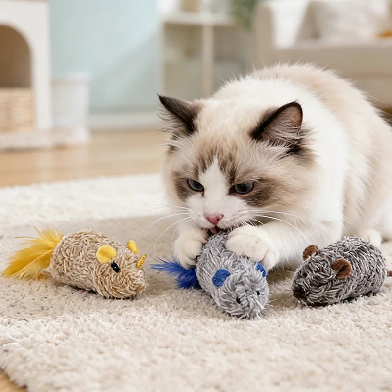 Juguete ratón chirriante para gatos – Peluche resistente a mordidas - imagen 4