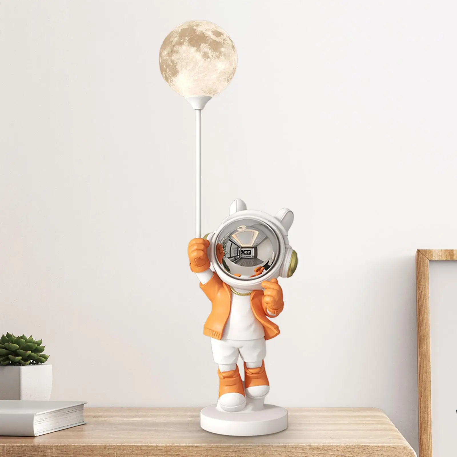 Resin Figurine Artwork Gifts Collectible Gift Astronaut Statue with Light for Hallway Table Centerpieces Bookshelf Indoor Office