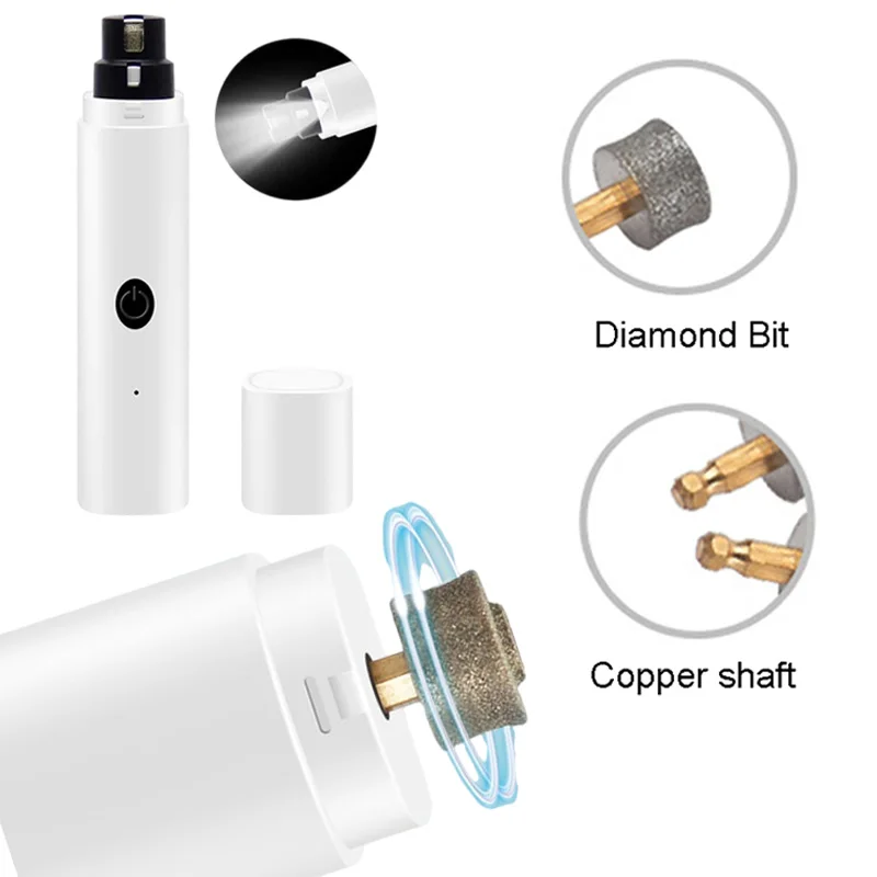 Molinillo de uñas para perros pequeños y grandes, cortaúñas con luz LED, cortador de uñas con patas de Gato, recargable por USB, suministros de aseo para mascotas - imagen 2