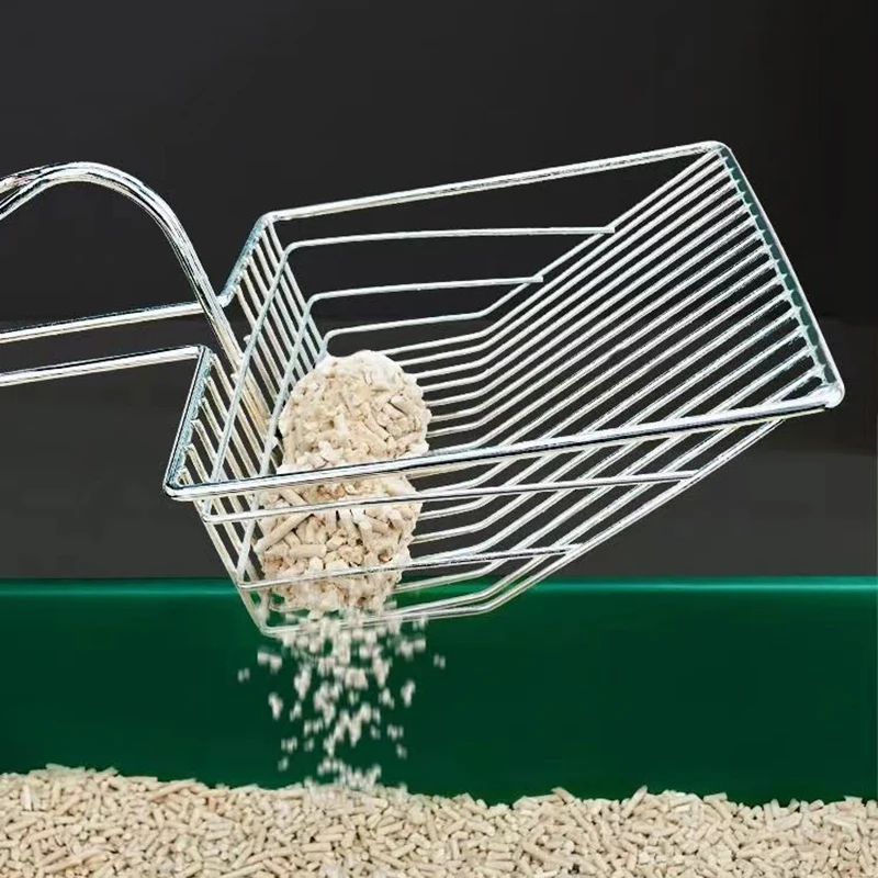 Pala para morder para mascotas, pala para arena para gatos de acero inoxidable, herramienta de limpieza para mascotas, cuchara para arena para gatos, mango duradero de acero inoxidable - imagen 3