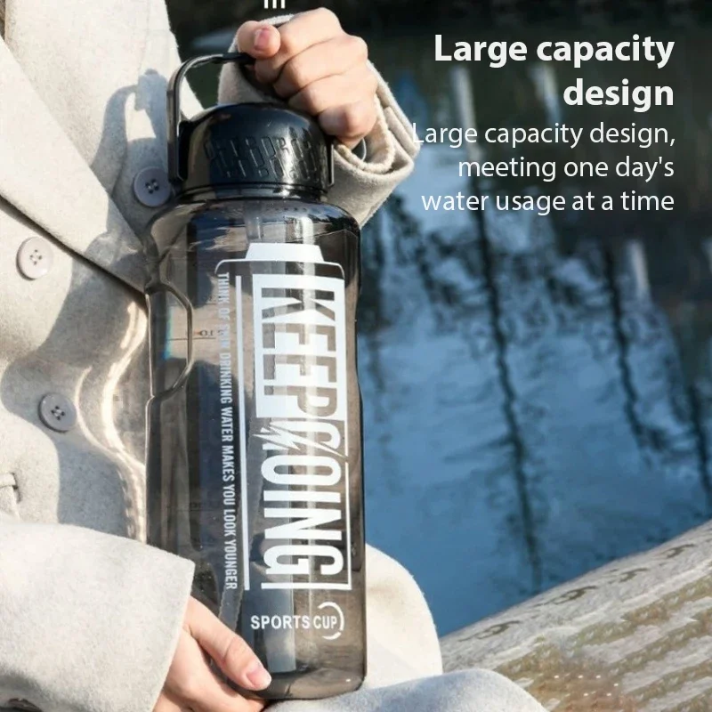 Botella de agua de plástico de gran capacidad, 1,1l/1.5L/2L/3L, botella de agua deportiva con pajita, viaje al aire libre, gimnasio portátil, jarras de Fitness - imagen 2