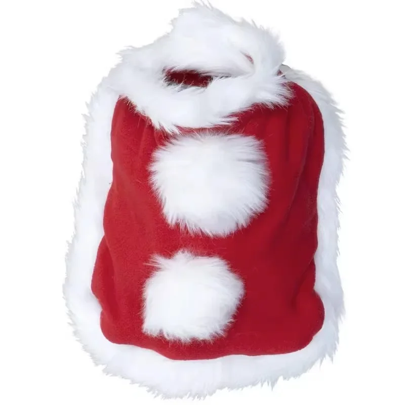 Abrigo de Navidad para mascotas, bonito cuello de felpa, capa para gato de otoño e invierno, traje de Navidad, bufanda con campana para perro, sombrero, capa, ropa para cachorro - imagen 5