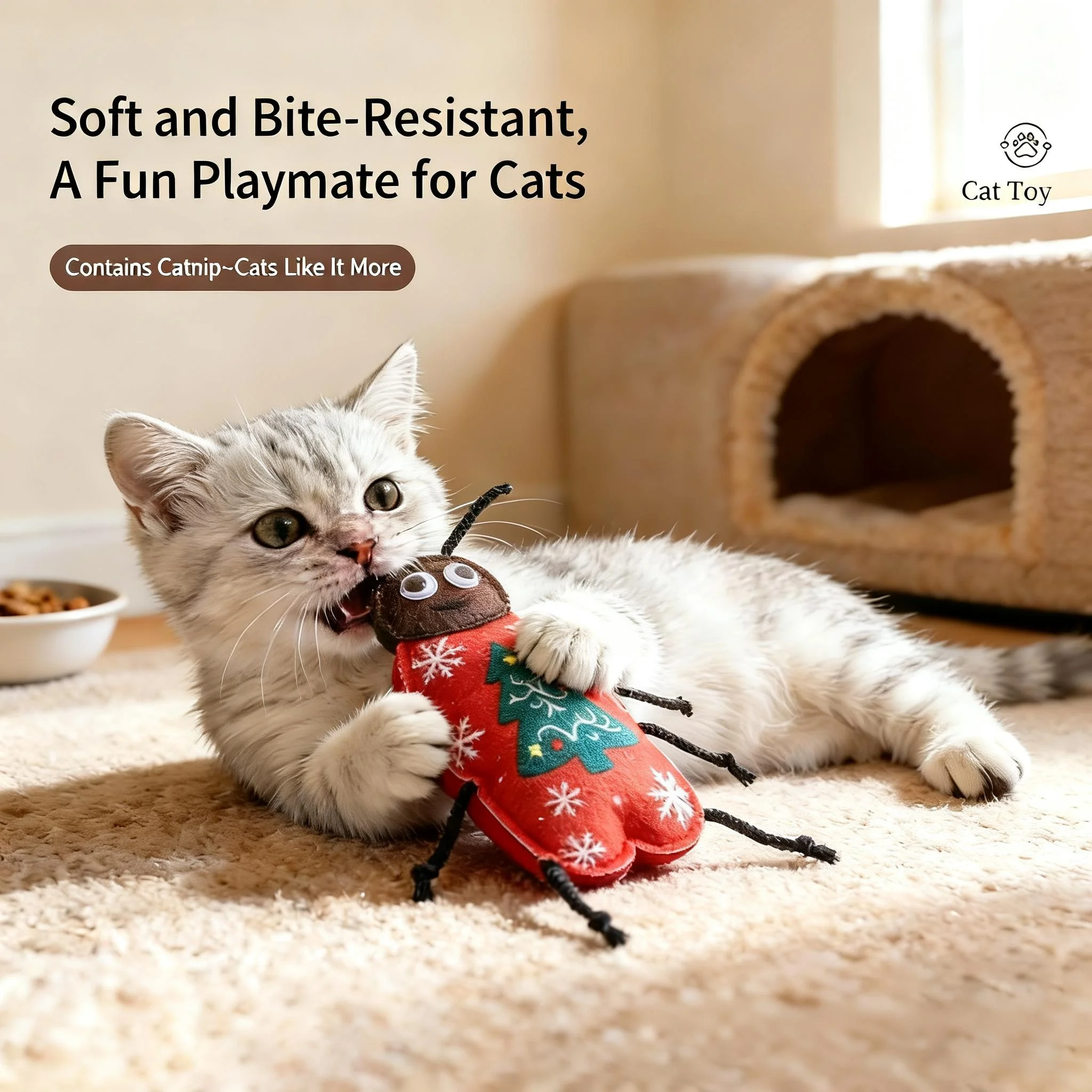 Juguete interactivo para gatos en interiores: cucaracha de fieltro - imagen 4