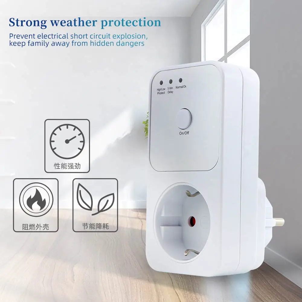 Protector de voltaje automático por infrarrojos PIR, Protector seguro contra sobretensiones de energía CA, conmutador de enchufe UE FR EE. UU., Reino Unido, protección para refrigerador - imagen 3