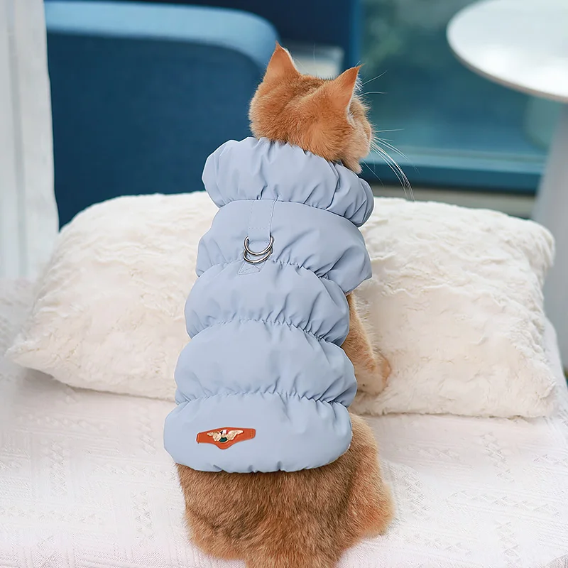 Chaqueta de plumón de gato naranja con hebilla de tracción, ropa cálida de invierno para mascotas, abrigos para gatos, Gotas, gatitos, Sphynx, ropa, chat vetement - imagen 4