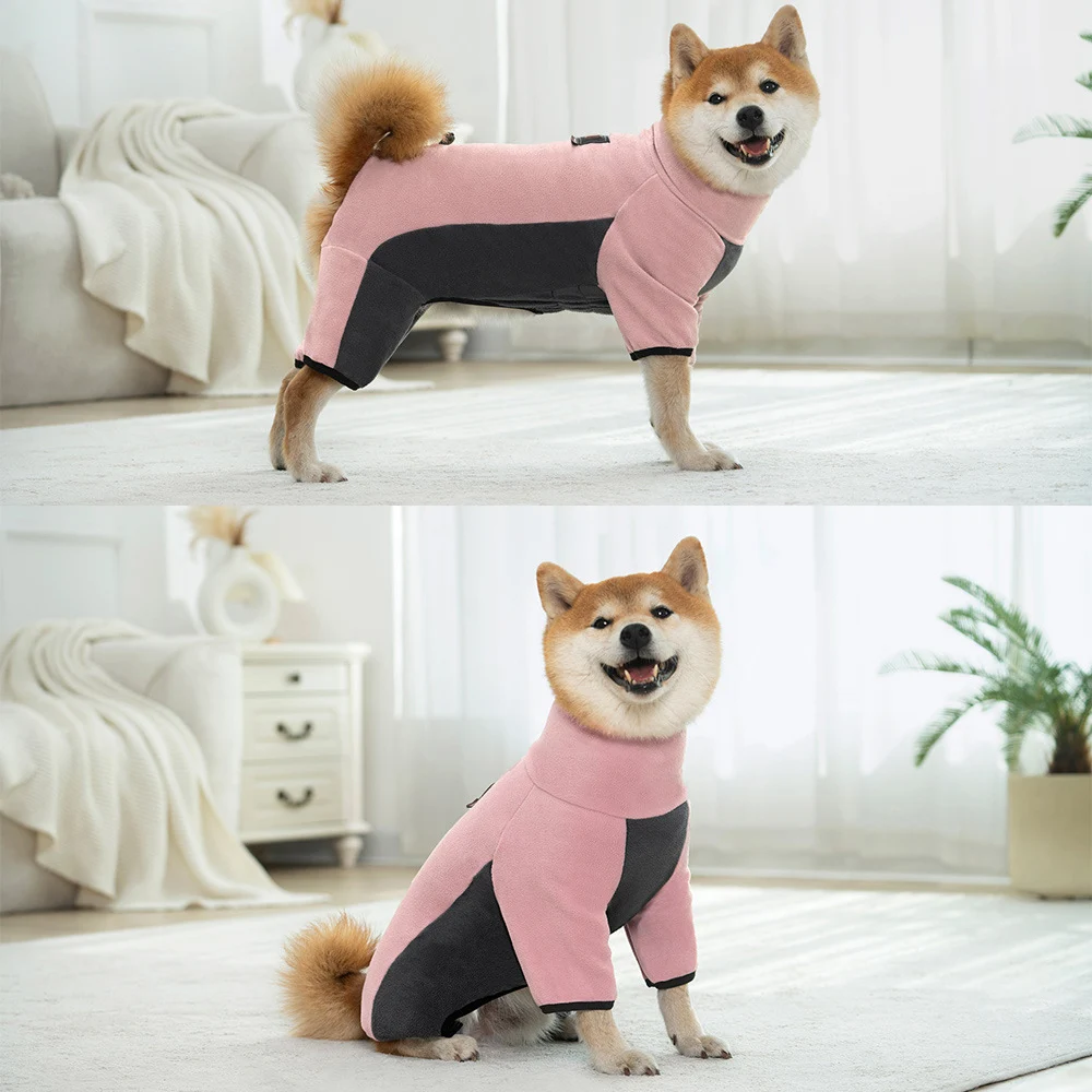 Mono a prueba de viento para perros, pijama de lana con cuello alto para perros, abrigo de invierno para perros en clima frío, jersey, ropa para perros medianos y grandes - imagen 5