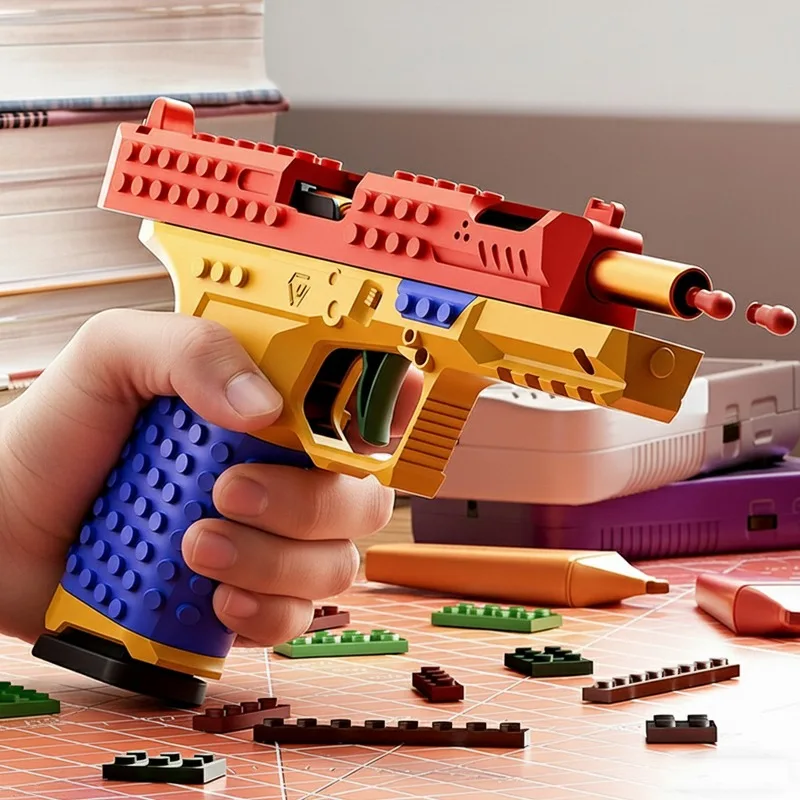 Pistola de juguete con disparo automático y bloques para niños - imagen 4