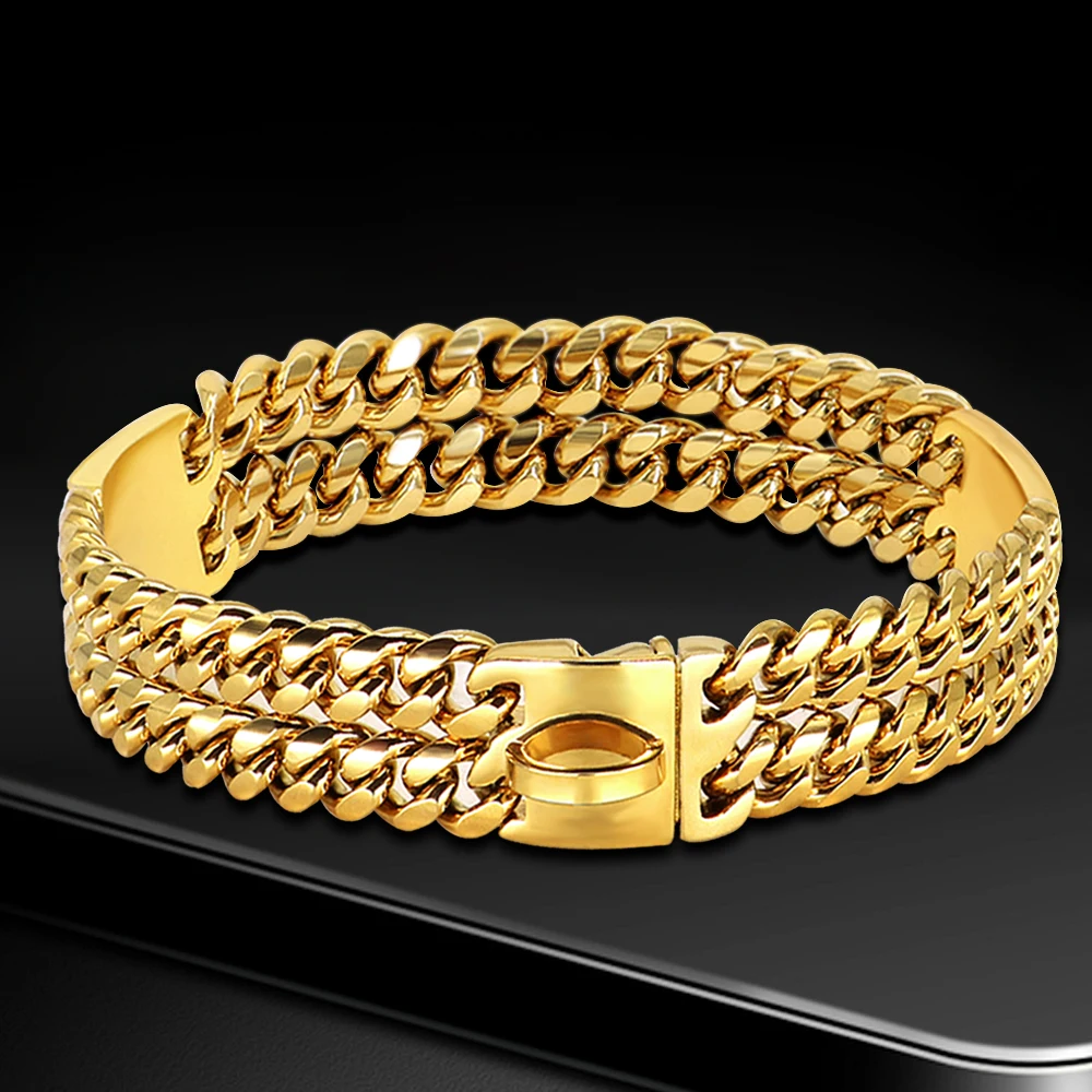 Mascotas acero inoxidable dorado collar metal