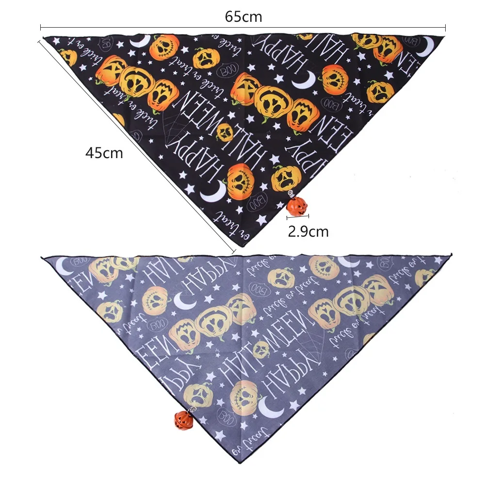 Collar de campana de Halloween para perros, bufanda de vendaje Triangular para cachorros, Bandana para mascotas, Bandanas de algodón para el cuidado de mascotas, productos de Halloween - imagen 2