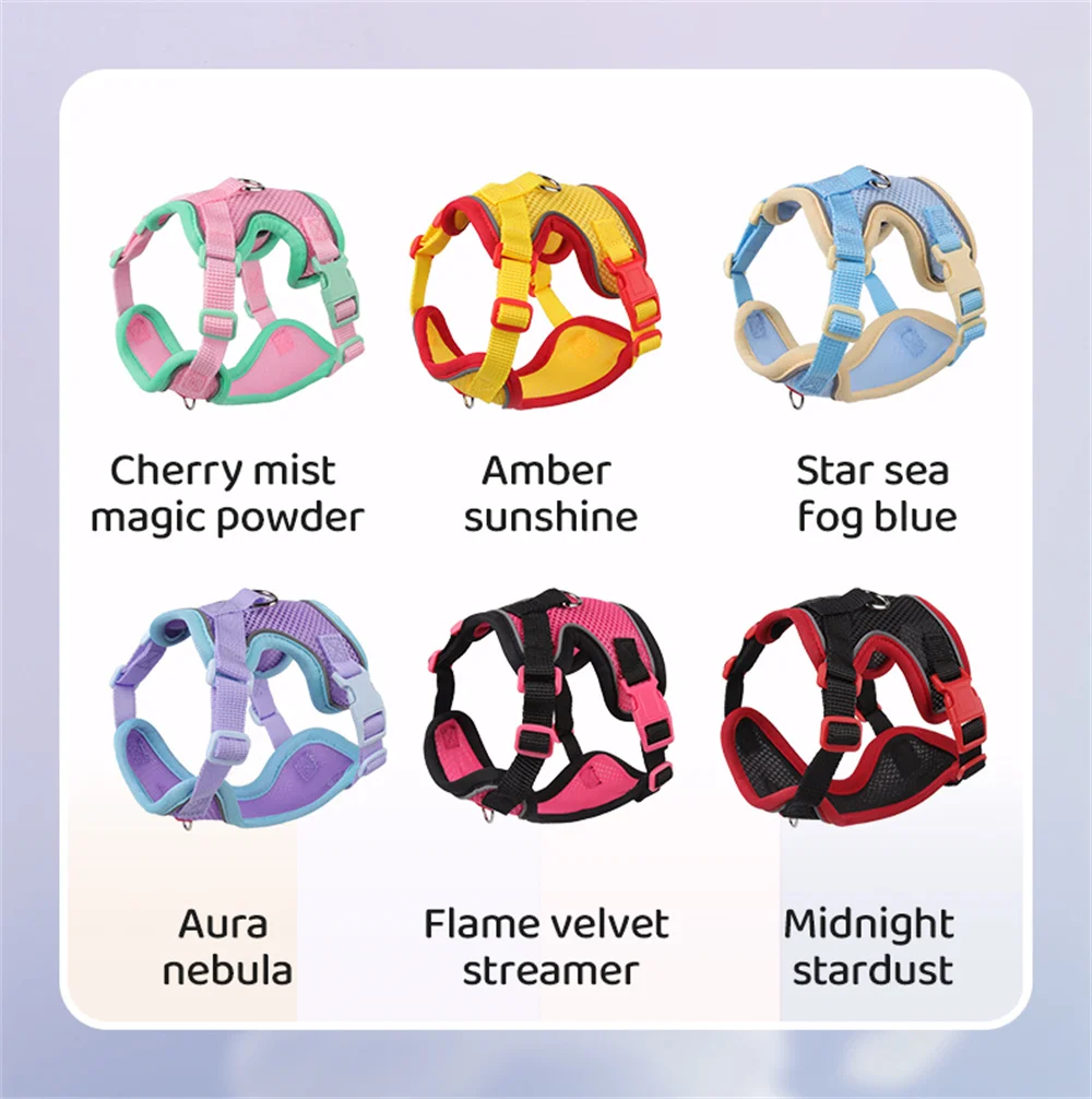 Arnés para perros reflectante transpirable, conjunto de correa para mascotas, suministros para caminar al aire libre para perros pequeños, Chihuahua Schnauzer, correa para el pecho para cachorros - imagen 3