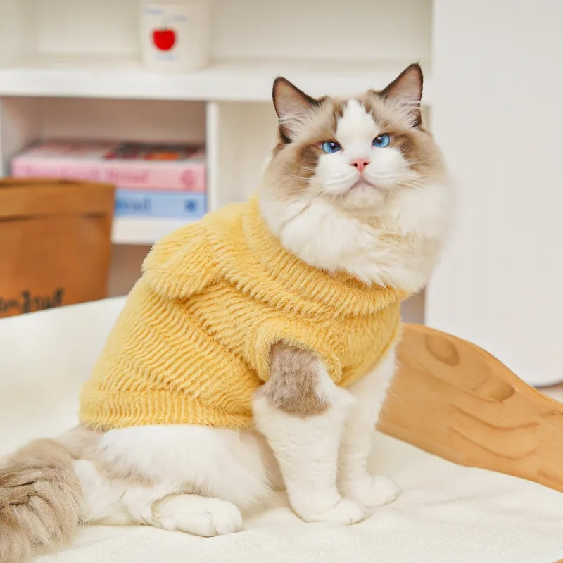 Ropa de invierno para perros pequeños, abrigo de lana con capucha para perros, chaqueta cálida para mascotas, jersey para gatos, disfraz para niñas de Bulldog Francés Chihuahua - imagen 4