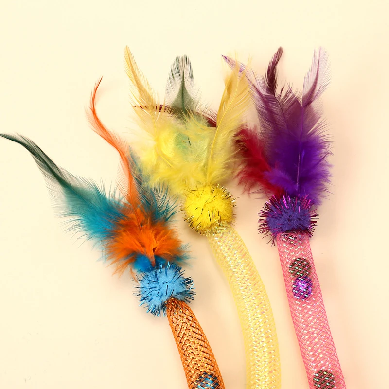 Mordida de gato cuerda elástica juguete para gato juguetes juguetes juguetes juguetes para provocar palos de gato para aliviar el aburrimiento y plumas - imagen 3