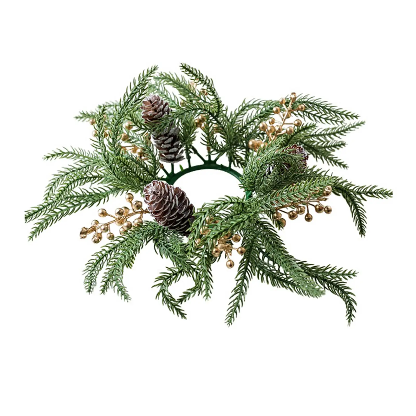 Christmas Artificial Candle Ring Wreath Creative, Decorative, Table Centerpiece Pine Needle Wreath for Holiday Living Room Desk