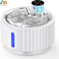 ATUBAN Fuente de agua inalámbrica para gatos, fuente de agua para mascotas con pilas de 95 oz/2,8 L para fuente de agua automática para perros, bomba silenciosa