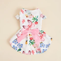 Vestido floral con lazo para perros pequeños – Ropa de princesas