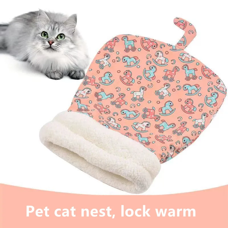 Perrera cálida para gatos de otoño e invierno, cama cerrada para gatos, lindo saco de dormir para gatos, suministros esenciales navideños para mascotas - imagen 3