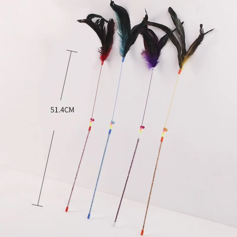 Juguetes para gatos, palos de plumas para gatos, juguete interactivo para gatos con campana, juguetes de plumas para gatos, palos de alambre de acero, productos para mascotas - imagen 5