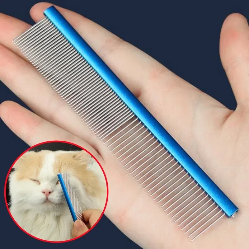 Peine para gatos, cepillo de masaje para gatos, peines de acero inoxidable para limpieza del cabello de gatos, removedor de pelo para mascotas, cepillo para el cuidado de perros, accesorios para gatos
