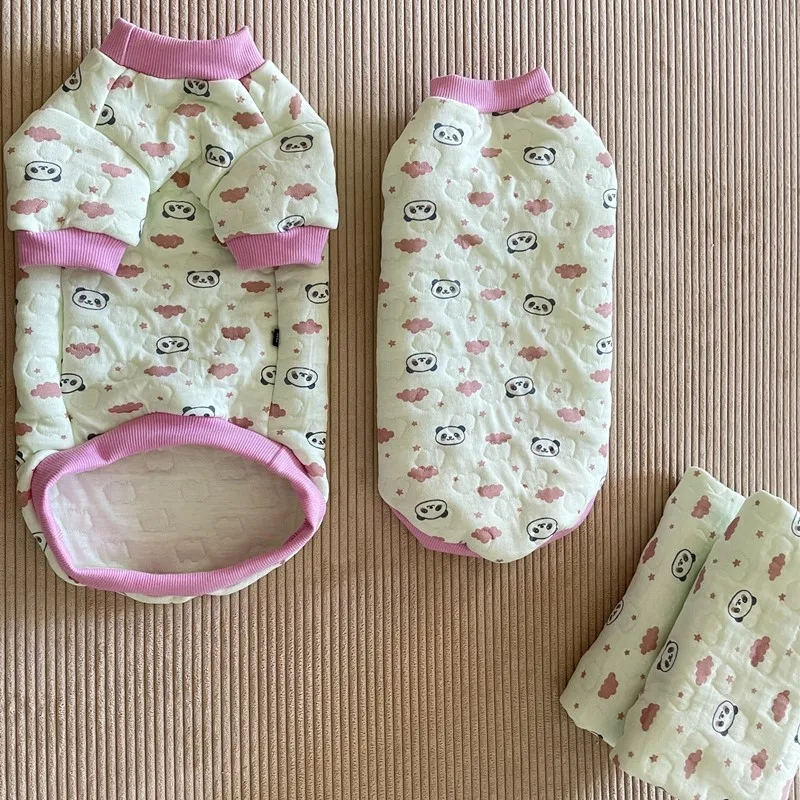 Sphynx-suéter con estampado de Panda de dibujos animados de gato, abrigo de algodón rosa suave para gatitos, atuendo de manga larga, ropa de invierno - imagen 3