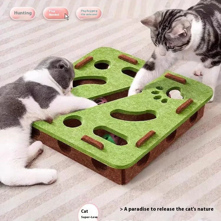 Caja de rompecabezas para gatos, laberinto de fieltro con bolas cascabeles, juguete de estimulación Mental para gatitos de interior, juego de caza para aliviar el aburrimiento - imagen 4
