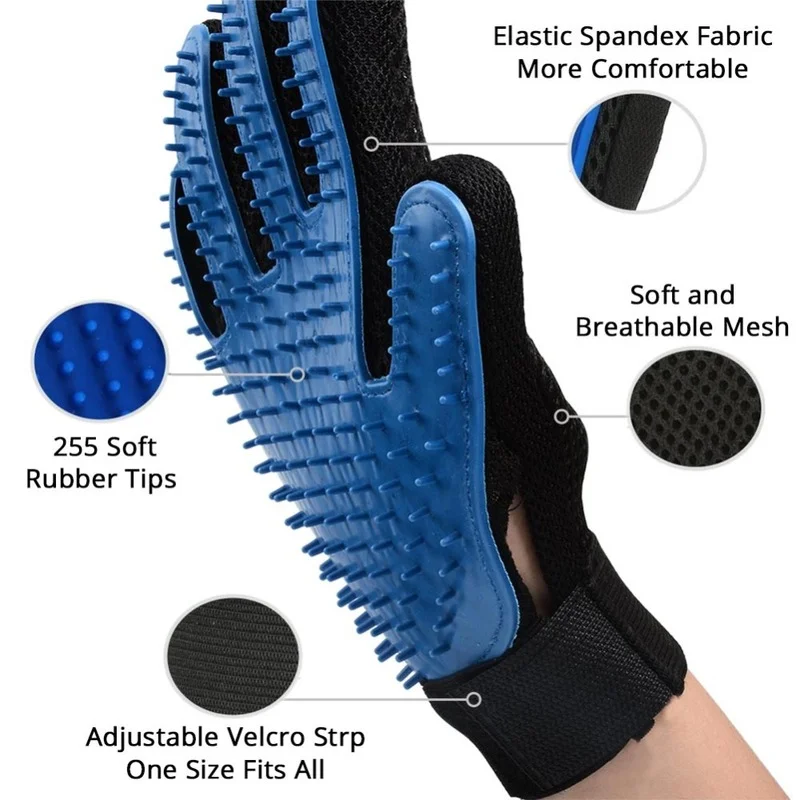 Guante de aseo para perros y gatos, peines para mascotas, cepillo de baño para Deshedding, guantes de limpieza efectiva, depilación de baño - imagen 3