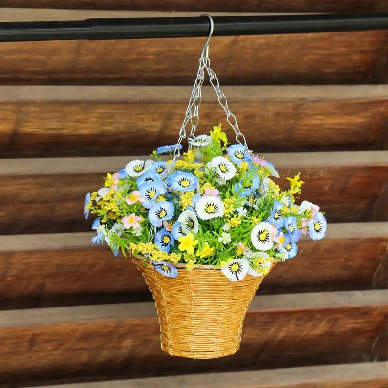 Flor Artificial colgante, cesta de pared de flores artificiales, flor colgante falsa para boda, decoración de fiesta en casa al aire libre - imagen 2