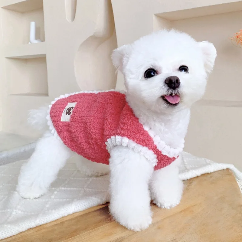 Chaqueta de lana suave para perros, abrigo cálido de invierno, ropa sólida para perros pequeños, chaleco para perros, abrigo para perros, Bulldog Francés, Chihuahua, ropa para Yorkies - imagen 5
