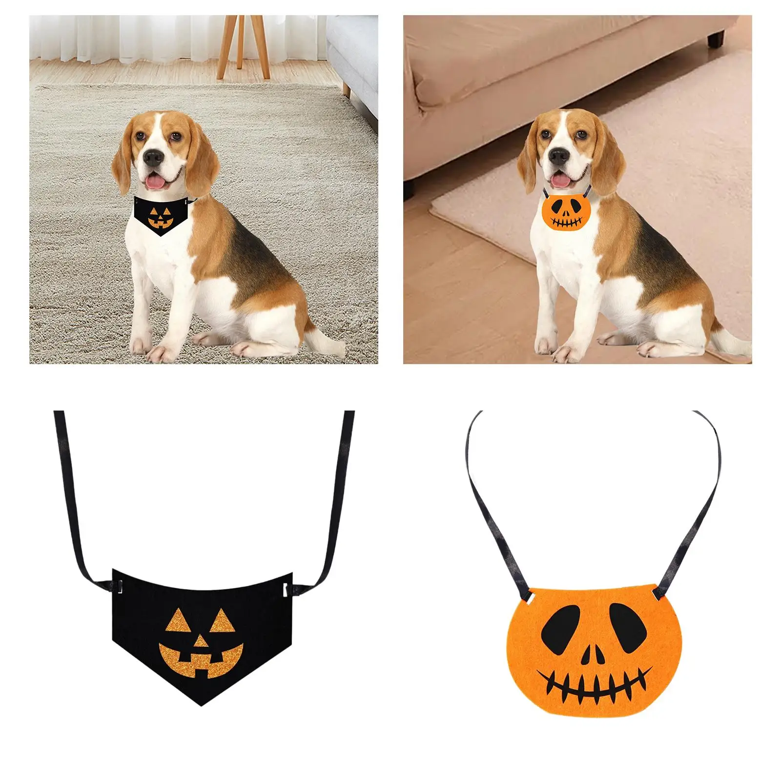 Halloween Dog Bandana Decorative Tie Accessories Cute Felt Fabric 5.8x4.4inch