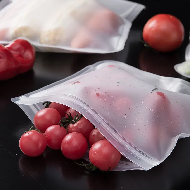 Bolsas reutilizables para congelador de alimentos, bolsas de silicona a prueba de fugas con cierre hermético, sin BPA, para almacenamiento de carne, frutas y verduras, aptas para lavavajillas, 1 piezas - imagen 4