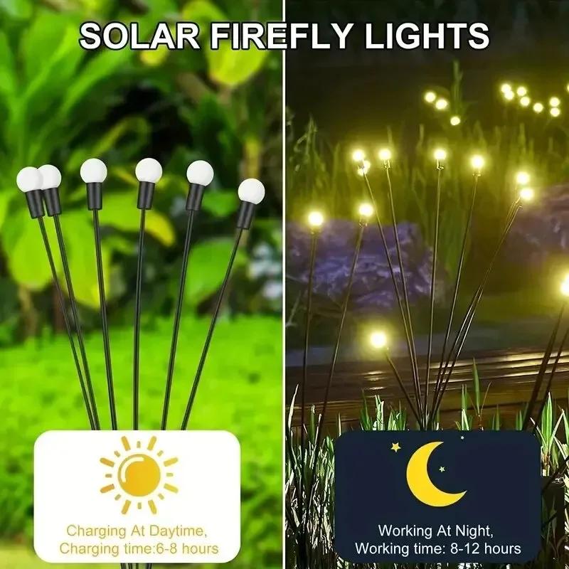 10 luces solares para césped, lámpara de jardín, lámpara LED alimentada por el viento, lámpara de festival con enchufe fireflyground - imagen 4