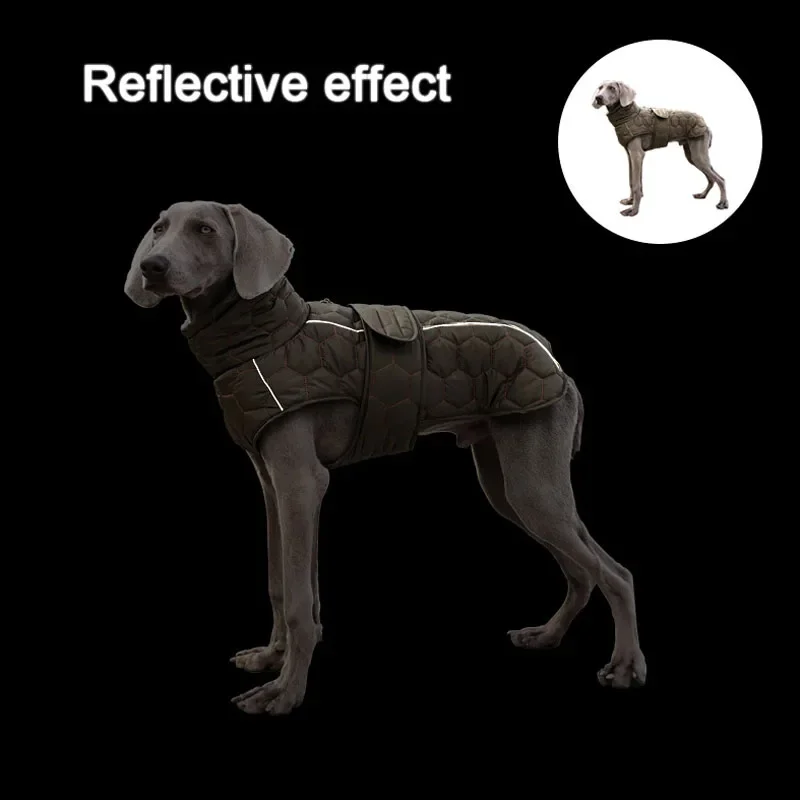 Chaqueta de invierno para perros, abrigo resistente al agua, forro polar reflectante cálido a prueba de viento, interior, para perros medianos y grandes, gris oliva S-XXL - imagen 4