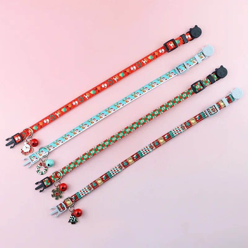 1 Uds. Precioso Collar para mascotas, adornos de elementos navideños, Collar para gato, hebilla ajustable con campanas, pajarita, collares para cachorros, suministros para mascotas - imagen 5
