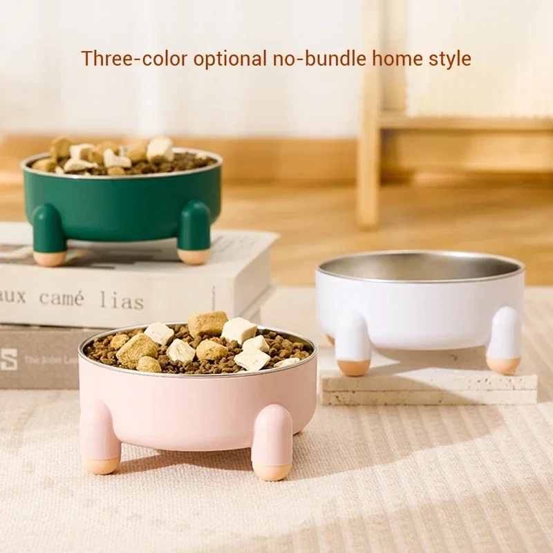 Cuenco de cuatro esquinas de acero inoxidable para gatos, cuenco para comer, protege cómodamente la columna Cervical, diseño de separación, cuenco para mascotas - imagen 2