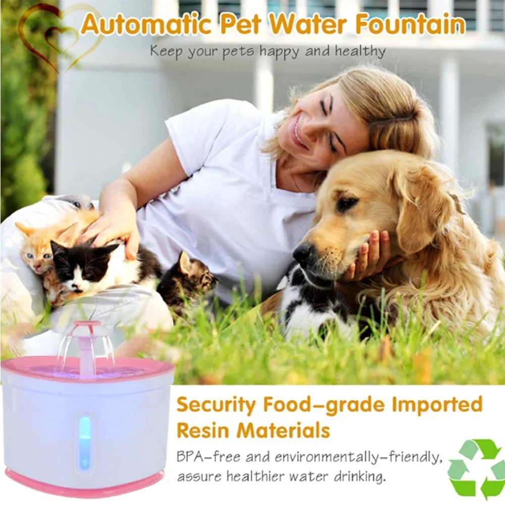 Fuente de agua automática para gatos, dispensador de agua eléctrico USB de 2L, cuenco para gatos con LED, alimentador silencioso para mascotas, fuentes para gatos y perros - imagen 2
