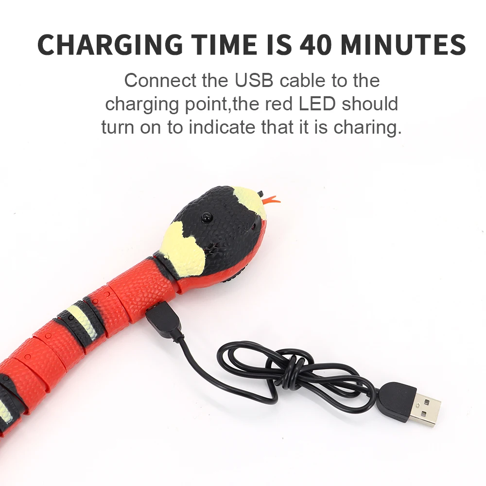 Juguetes interactivos con sensor inteligente para gatos, serpiente eléctrica automática, recargable por USB, para mascotas - imagen 5