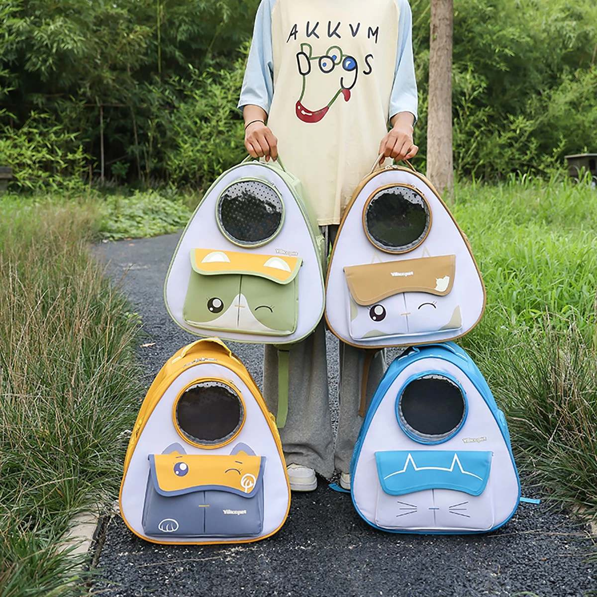 Mochila transpirable con diseño triangular para gato, bolso de dos hombros con cremallera suave, bolsa de transporte para mascotas, bolso de viaje al aire libre - imagen 3