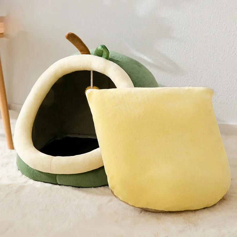 Lindo nido para gatos Otoño e Invierno cálido Teddy semicerrado Perrera para perros pequeños Casa extraíble para gatos y mascotas - imagen 2