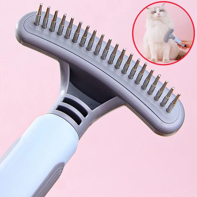 Peine para perros, removedor de pelo para mascotas, cepillo para perros, peines de acero inoxidable para perros grandes, Limpieza del cabello, cepillo de masaje para perros, peines para gatos