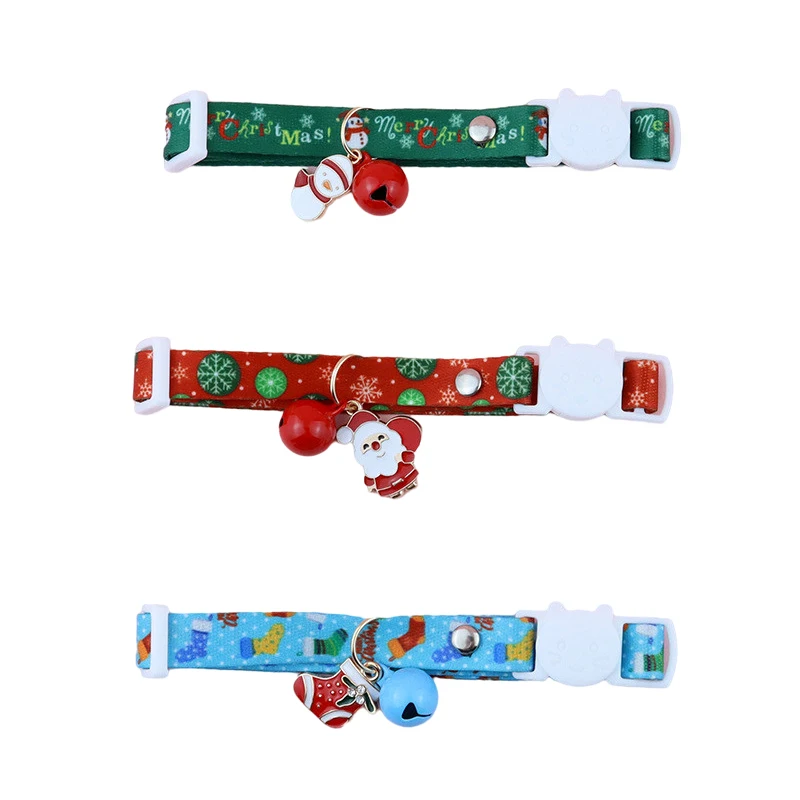 Collares navideños para gatos y perros pequeños, suministros para mascotas con colgante de muñeco de nieve de Papá Noel, Bomei - imagen 2