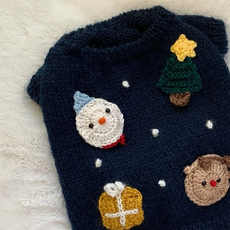 Suéteres navideños para cachorros, suéter tejido para perros, abrigo de invierno para cachorros, ropa para mascotas, chaqueta de cuello alto para cachorros, trajes para cachorros, chándal para gatos