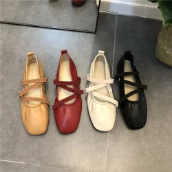Zapato de ballet de mujer – Cuero clásico con doble hebilla cómodo