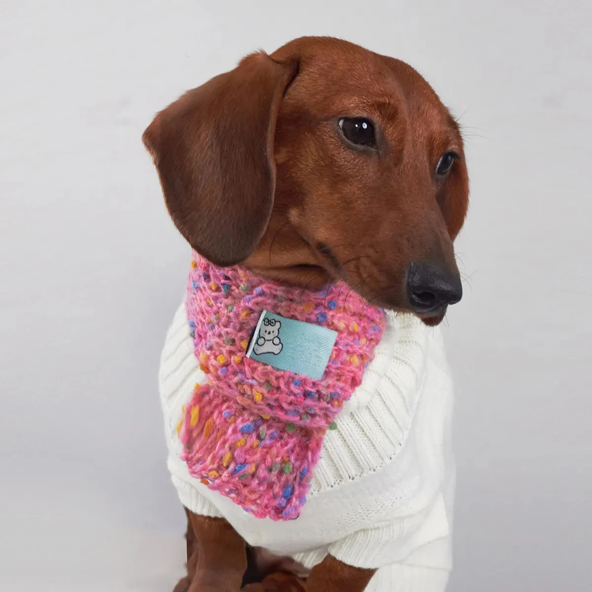 Pañuelo anticongelante cálido para perros Wiener en otoño invierno, bufanda de punto dulce y agradable para la piel para perros pequeños y medianos de perro salchicha - imagen 2