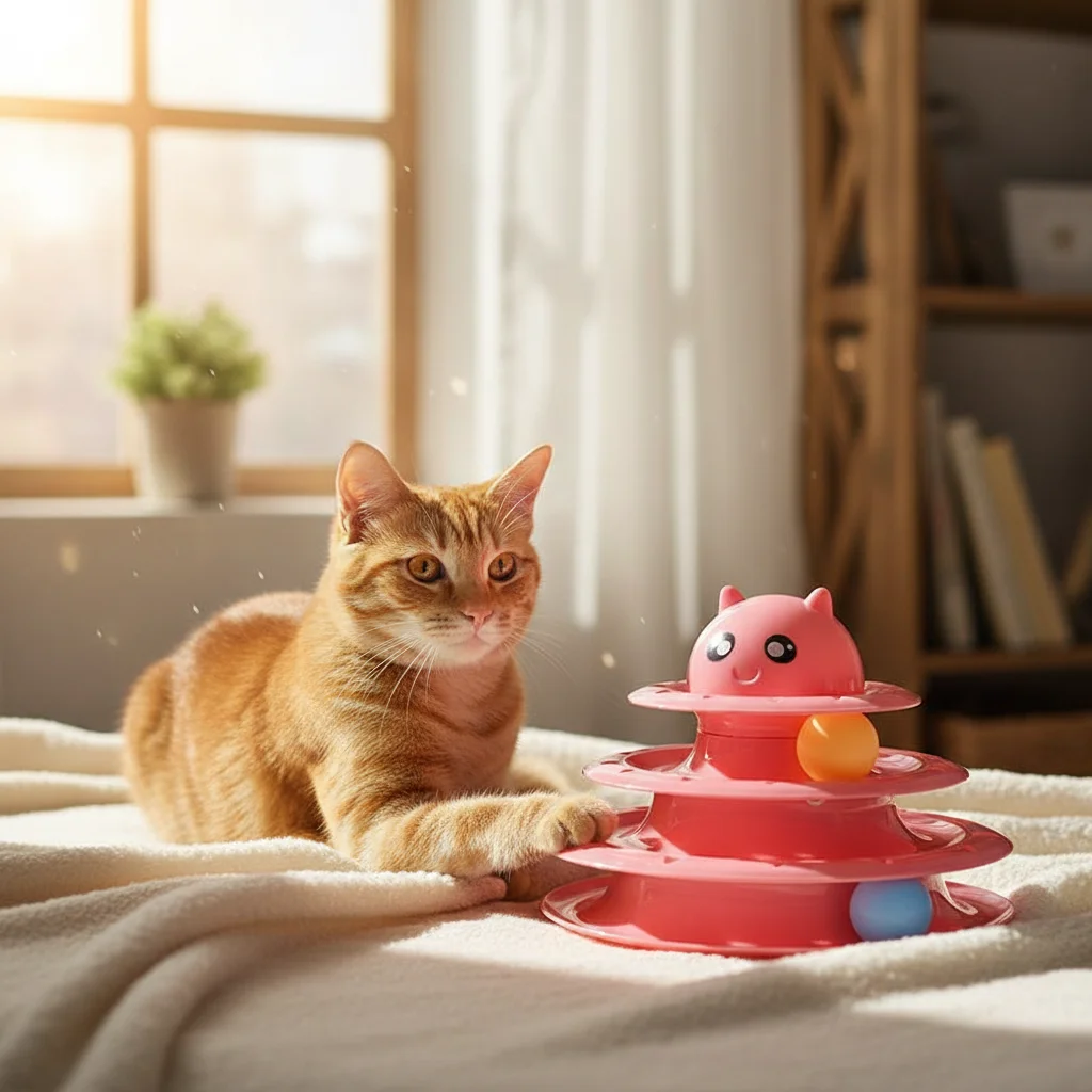 Juguete giratorio 3 capas para gatos y gatitos con bolas – rascador - imagen 3