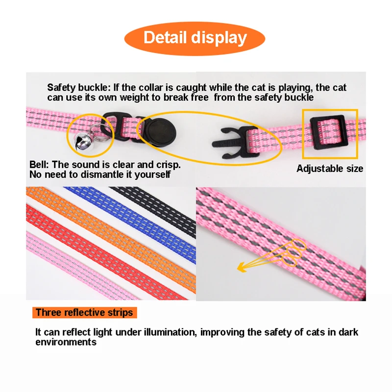 Collar reflectante para gato, Collar de identificación personalizado con nombre, tamaño ajustable, productos para mascotas, seguridad rápida, suministros para gatitos - imagen 3