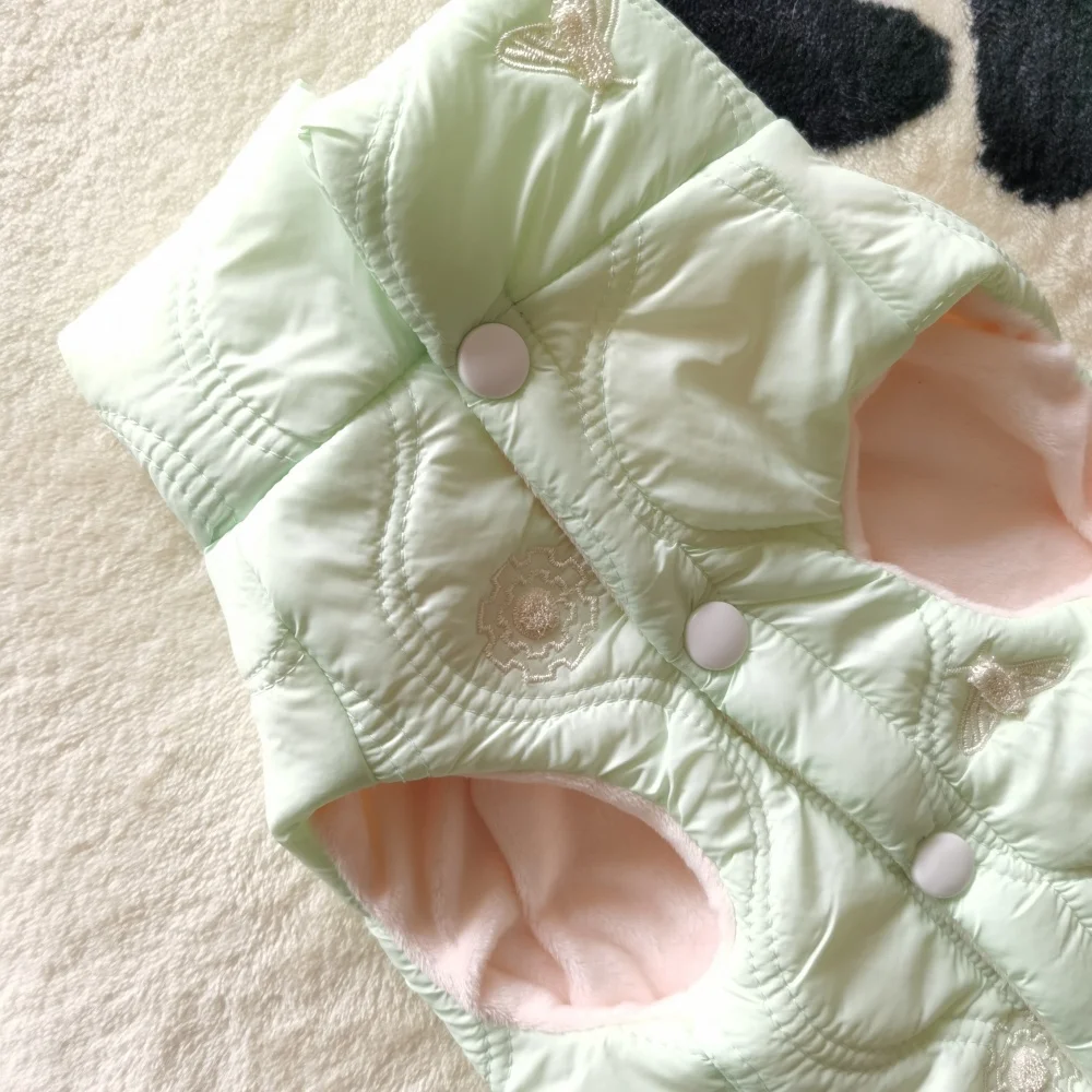 Chaqueta gruesa de lana a prueba de viento para gato Sphynx, abrigo verde cálido con botones y cuello alto para gatitos, ropa de descanso para Devon Rex, invierno - imagen 4
